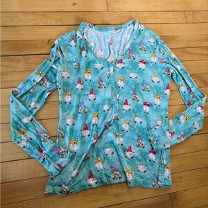 Posh Peanut gnome blue‎ long sleeve super soft bamboo pajama top